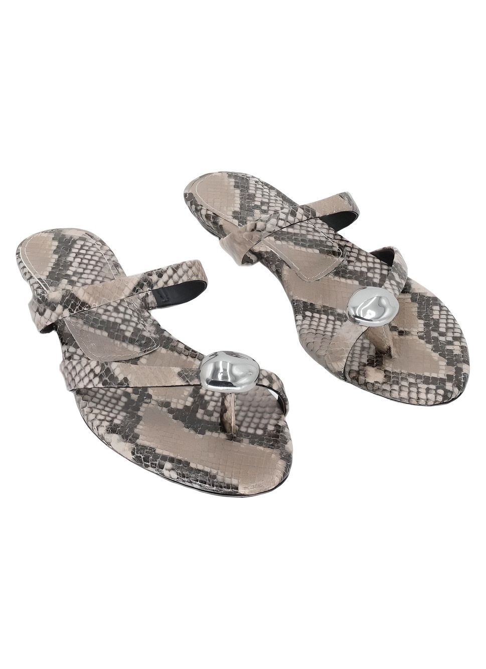 The Mila Organic Hardware Thong Slide Sandal Madewell Snake Print Size 6M